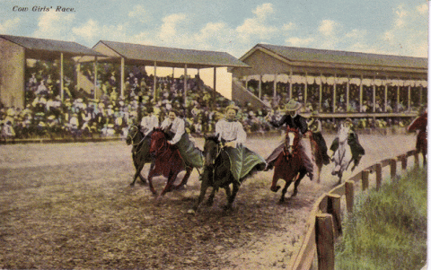 Cowgirl's Race Cheyenne colorized P postcard-0