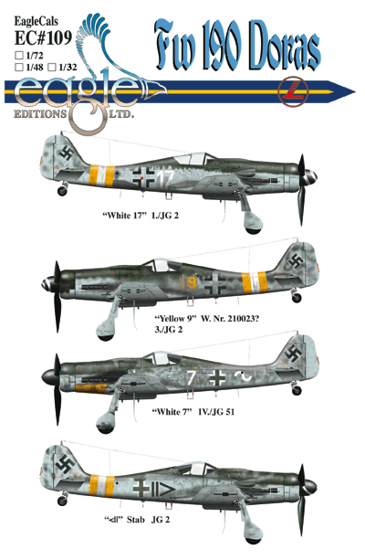Super Scale Decals 1:48 Focke Wulf 190D-9 Aces Barkhorn JG 6 Tanzer 13 48-742 