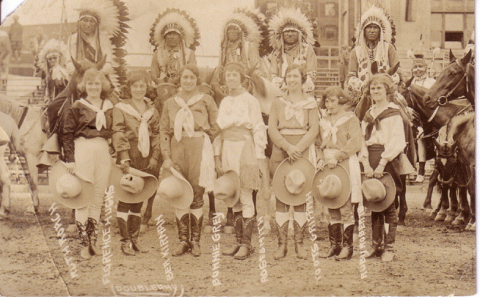 Cowgirls and Plains Indians RP postcard-0