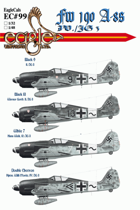 EagleCals #99-48 Fw 190 A-8s Sturmjäger IV./JG 3 "Udet"-0