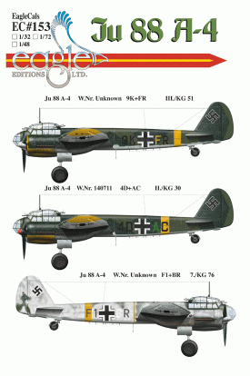 EagleCals #153-48 Ju 88 A-4-0