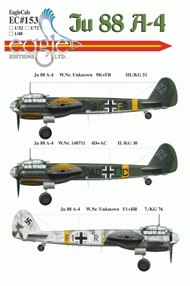EagleCals #153-72 Ju 88 A-4-0