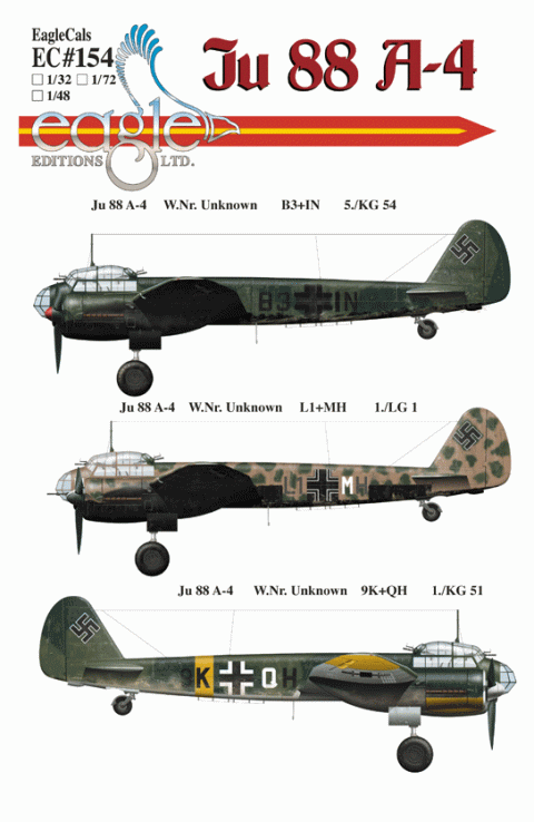 EagleCals #154-32 Ju 88 A-4-0