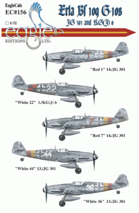 EagleCals #156-32 Erla Bf 109 G-10 JG 301 and KG(J) 6-0