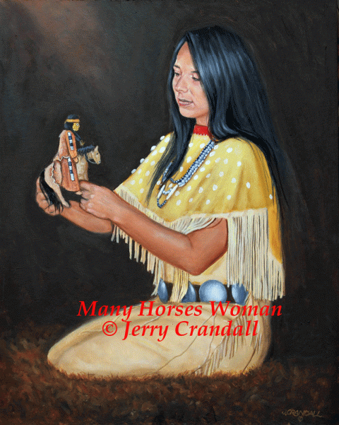 Many Horses Woman oil by Jerry Crandall-0