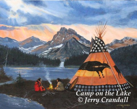Camp on the Lake oil by Jerry Crandall-0
