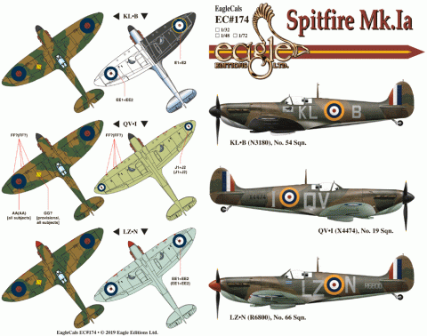 EagleCals #174-72 Supermarine Spitfire Mk 1 ~ Available end of April 2019-3179