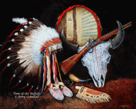 Time of the Buffalo original oil by Jerry Crandall-0