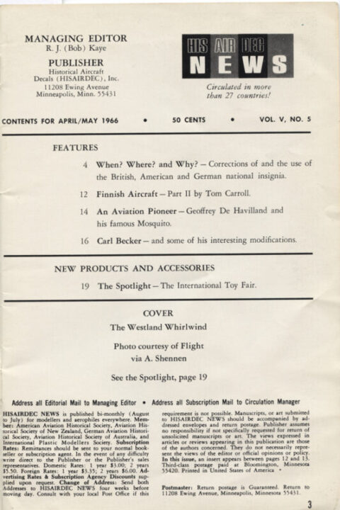 His Air Dec News booklet (Historical Aircraft Decals) - Image 2
