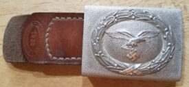 Luftwaffe aluminum belt buckle with leather belt