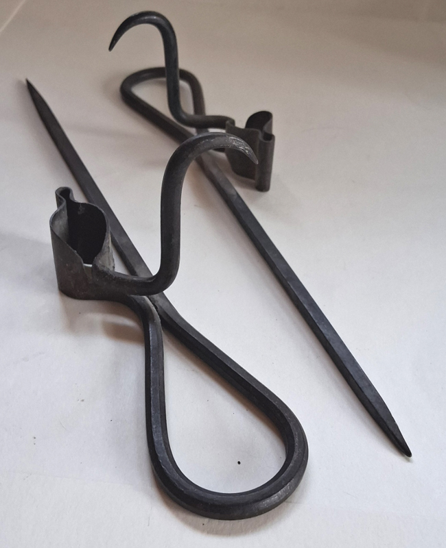 Miner's Antique hand-forged Candle Sticks (Pair) - Image 2