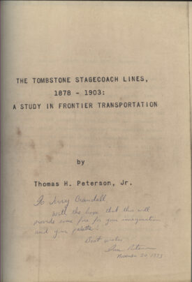 Tombstone Stagecoach Lines 1878-1903 ~ Peterson